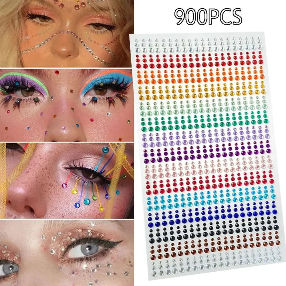 Rainbow Rhinestone Face Gems Sheet | DIY Makeup & Body Art Face & Body Gems QXL