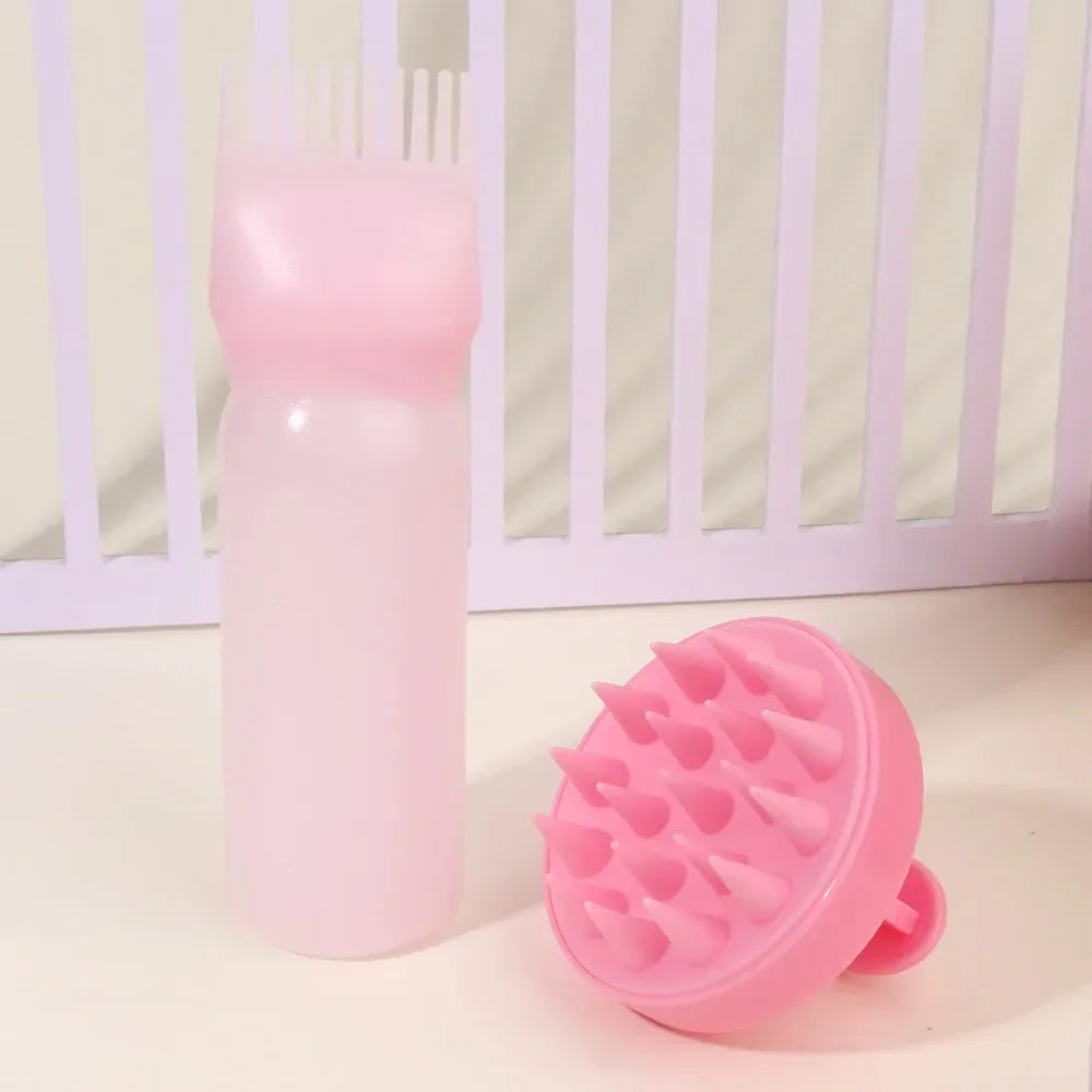 Silicone Scalp Massage Brush & Hair Dye Applicator Bottle Hair Dye Applicator QXL