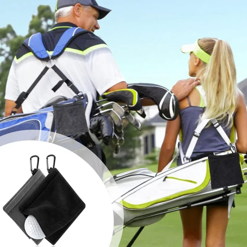 2-Pack Microfiber Golf Ball Cleaning Towels with Snap Hook Golf Cleaning Towel QXL
