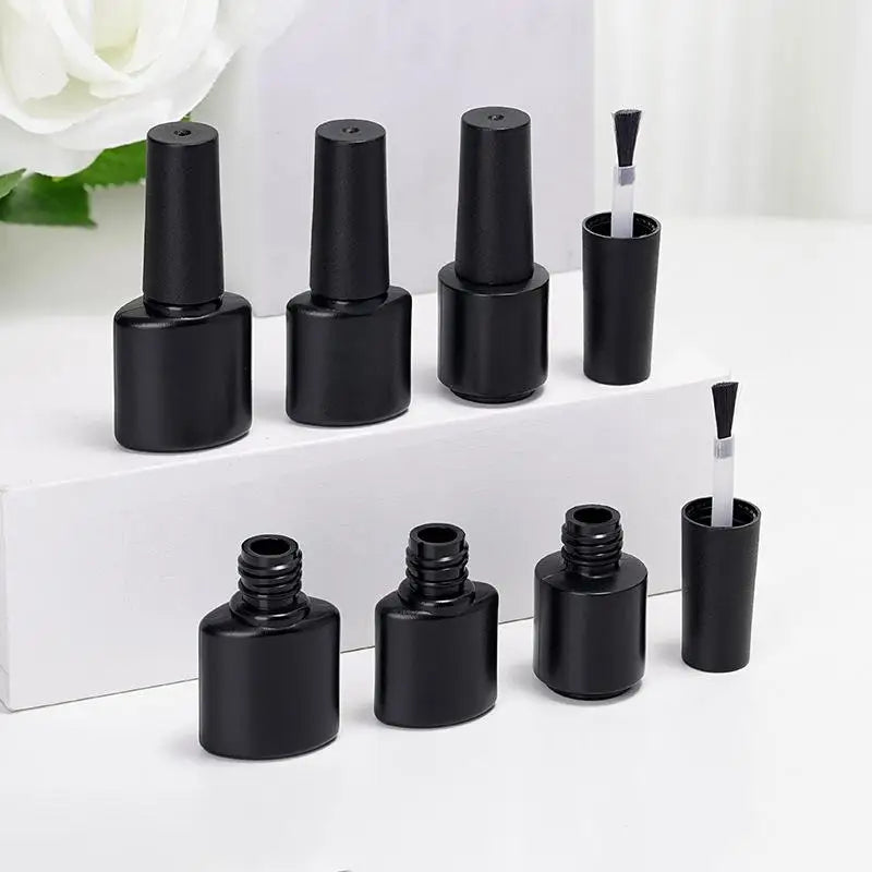 15ml Empty Nail Polish Bottle with Brush | Refillable Black Cap Nail Polish Bottle QXL