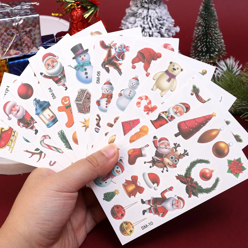 Christmas Temporary Tattoos – Santa & Snowman Body Stickers Temporary Tattoo Stickers QXL