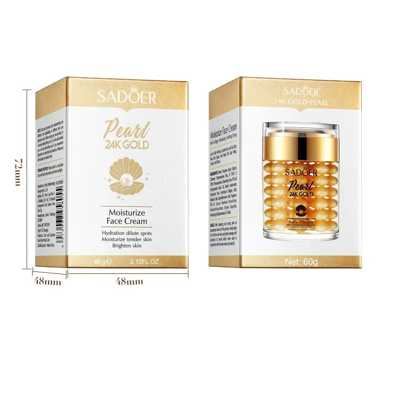 SADOER 24K Gold Pearl Collagen Face Cream | Brightening & Firming Face Moisturizer Cream QXL