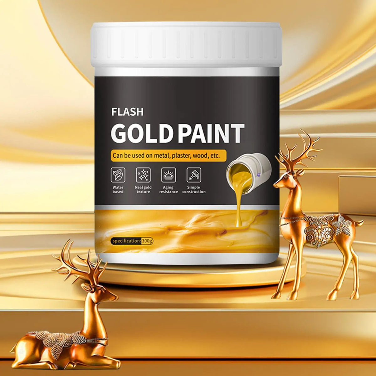 300g Liquid Gilding Gold Paint | Quick-Dry Wood, Metal & Plaster Liquid Gilding Paint QXL