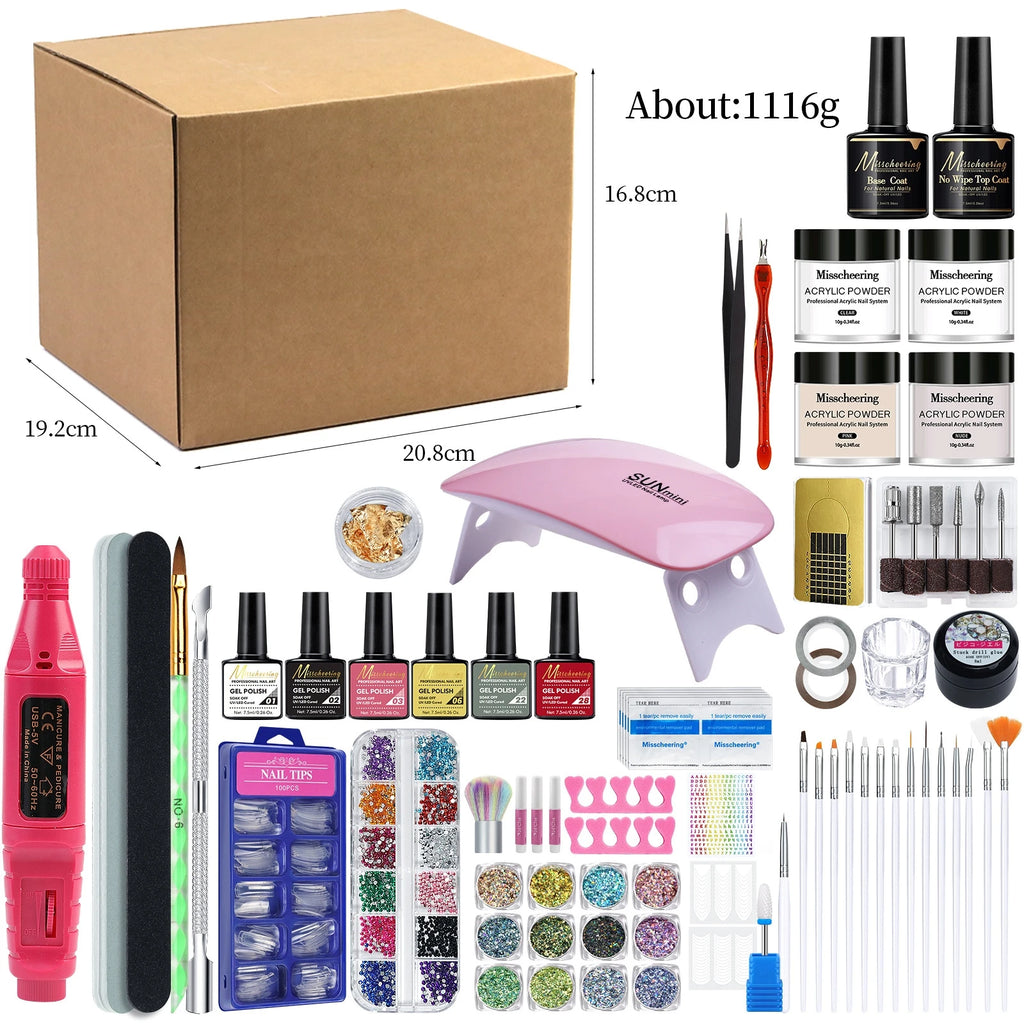 Professional Nail Drill & Nail Art Kit with Glitter | Beginner Set Nail Art Kit QXL 52 piece set