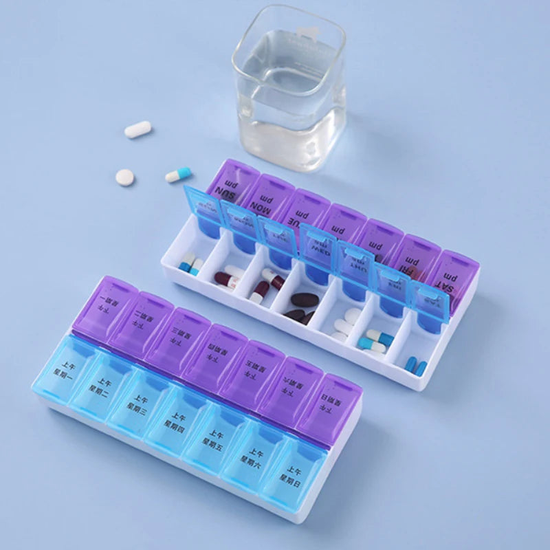 7-Day AM/PM Pill Organizer | Travel Medicine Storage Case Pill Organizer QXL