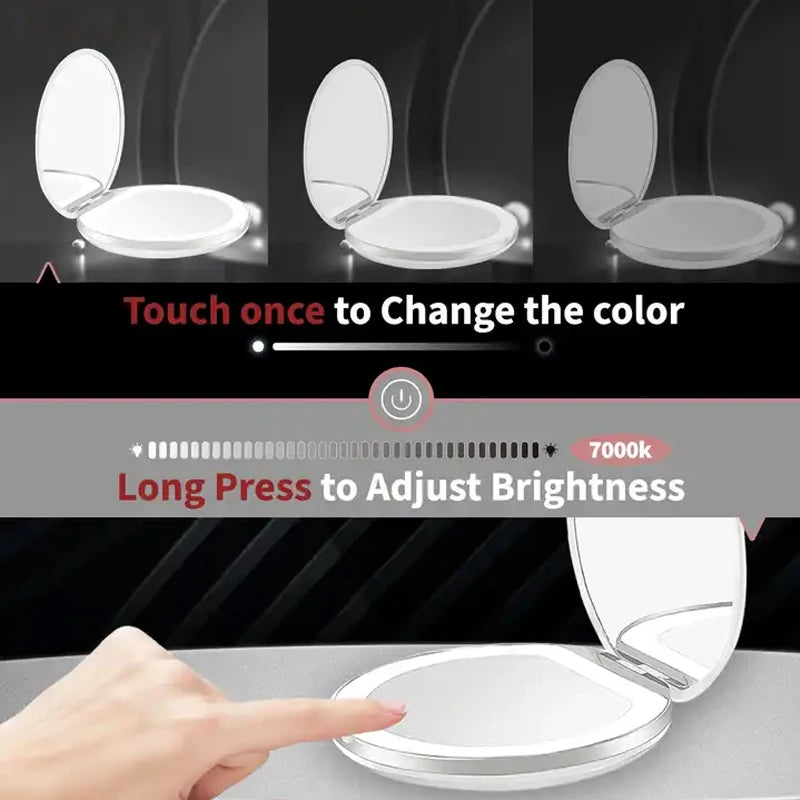 Foldable LED Makeup Mirror | USB Rechargeable Touch Screen LED Makeup Mirror QXL