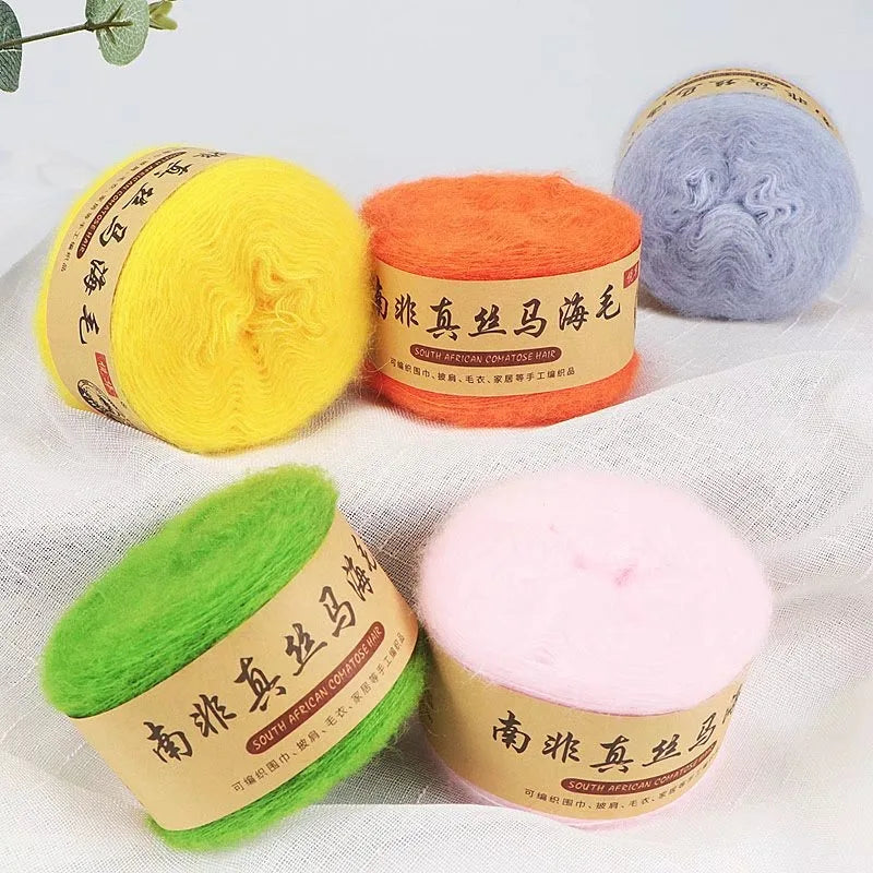 Silk Mohair Worsted Yarn – Acrylic Blend Knitting & Crochet Thread Mohair Craft Yarn QXL