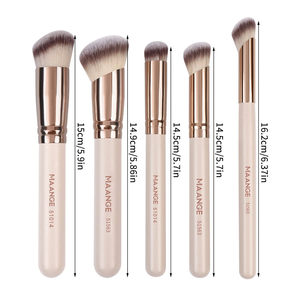 MAANGE 5-Piece Makeup Brush Set | Powder, Blush & Foundation Makeup Brush Set QXL