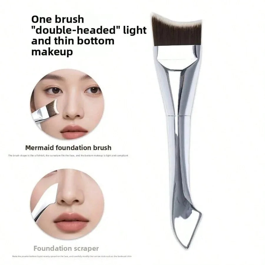 3-Pc Foundation & Angled Eyeliner Brush Set | Flat Head Makeup Brush Set QXL 1pc