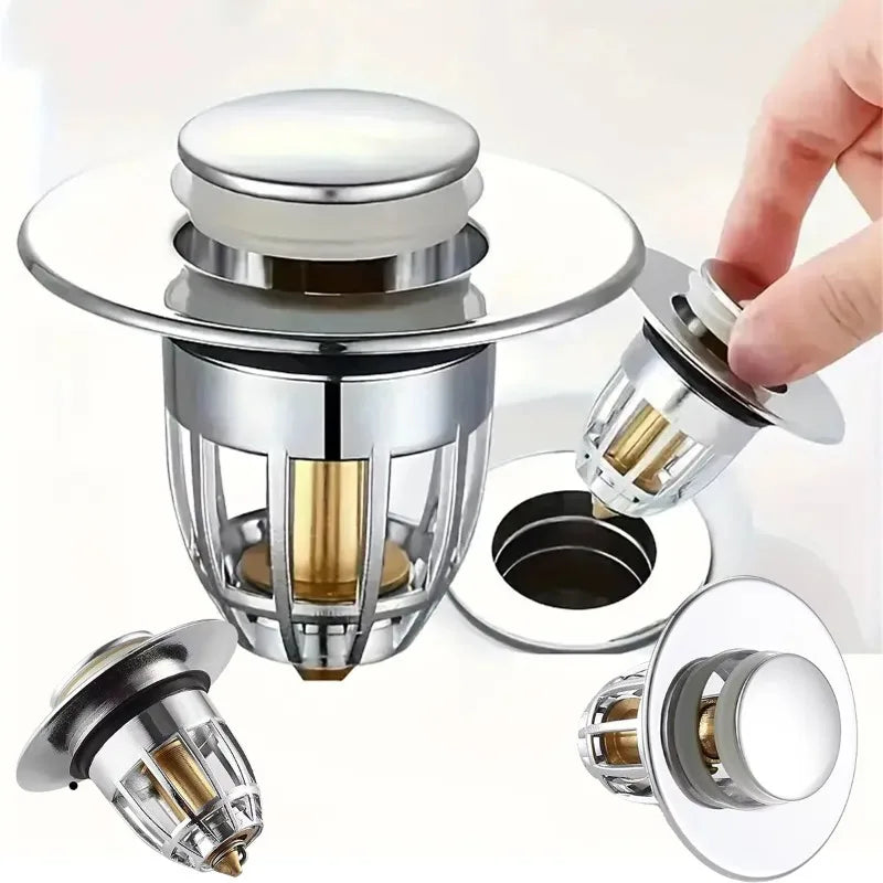 Stainless Steel Pop-Up Drain Stopper | Anti-Odor Sink Filter Drain Stopper QXL