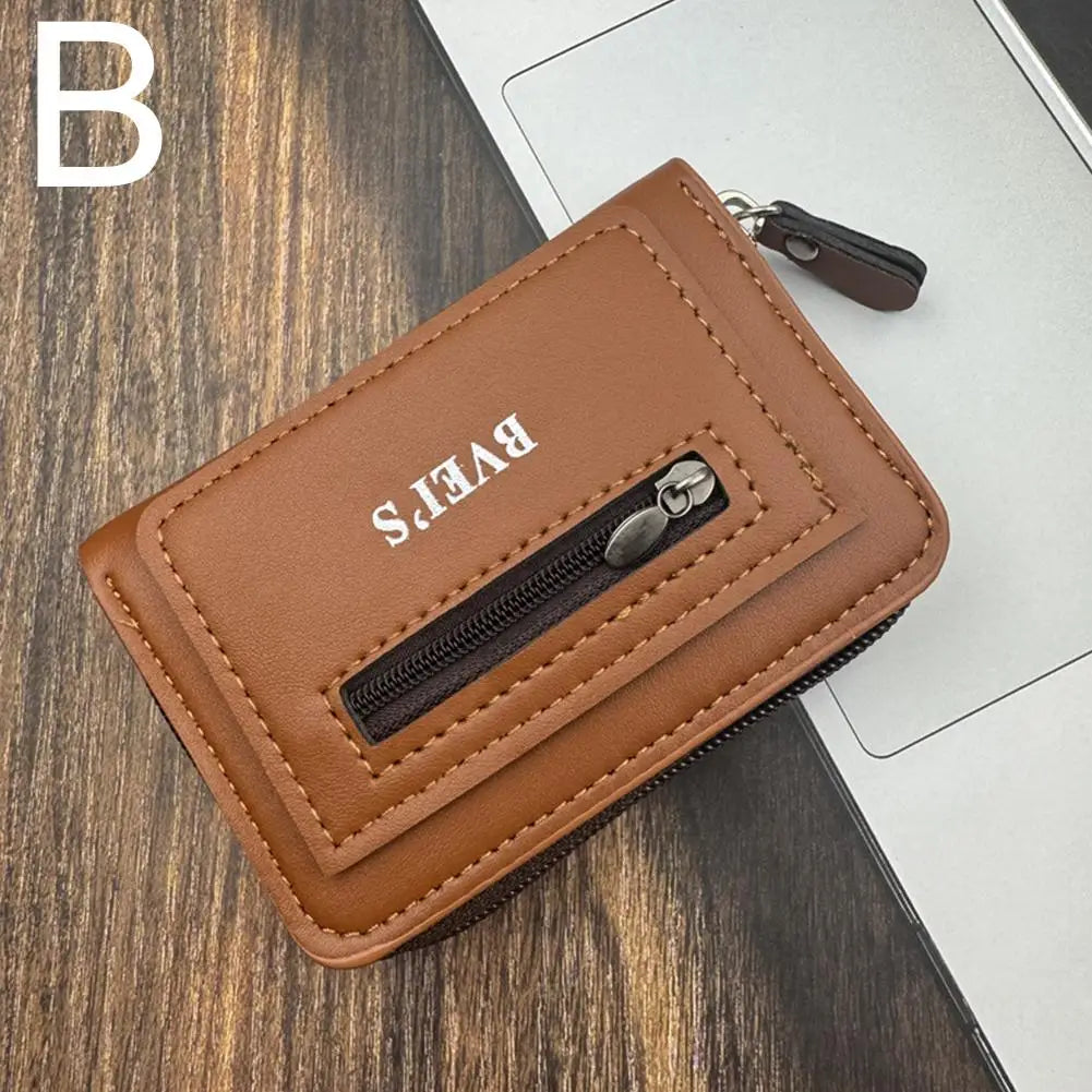 Anti-Theft Card Holder Wallet | Multi-Pocket Slim Coin Purse Card Holder Wallet QXL Light coffee