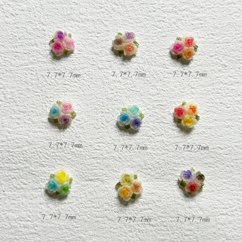 Kawaii Rose Resin Nail Charms | 3D Flower Nail Decorations Nail Art Charms QXL