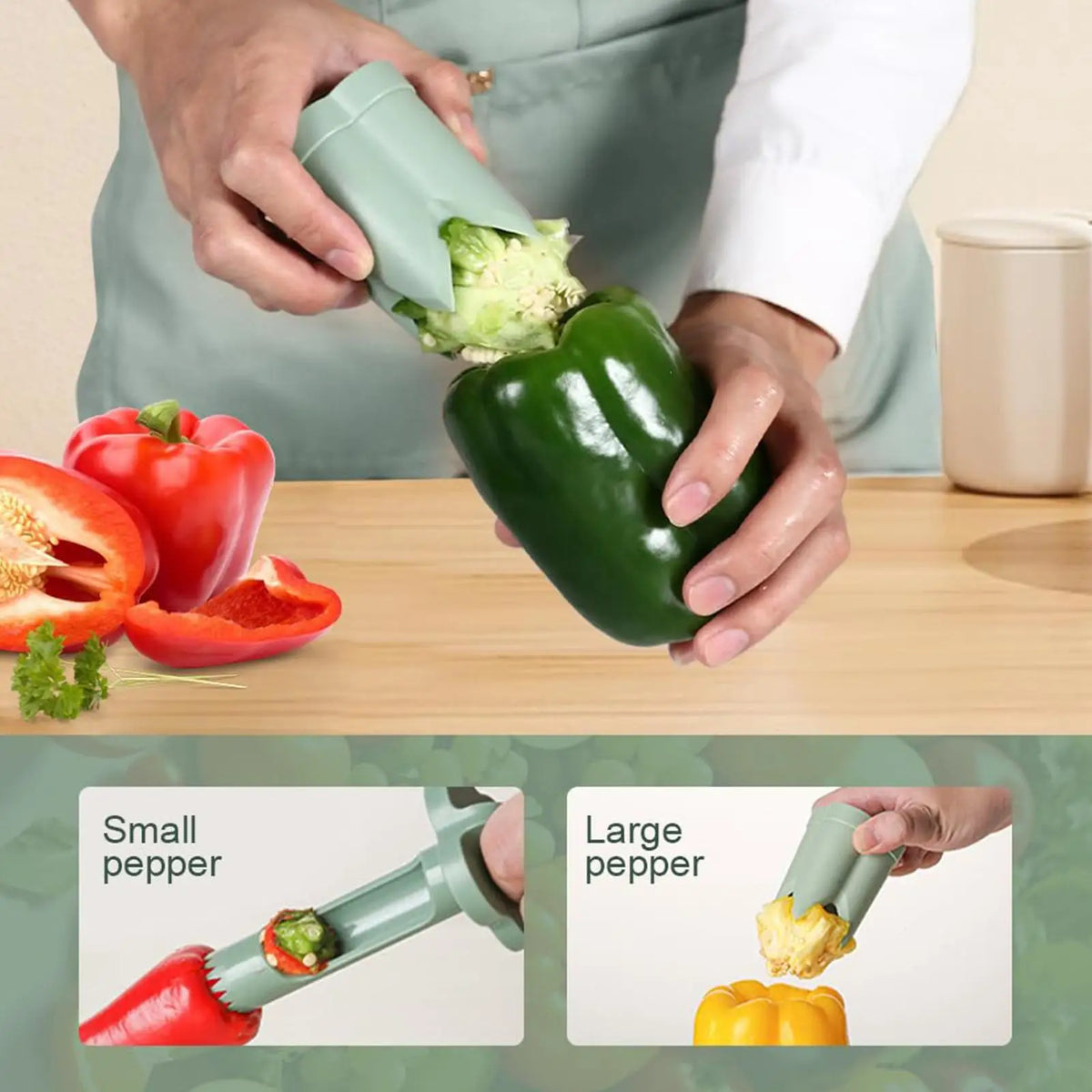 2-in-1 Pepper Corer & Seed Remover | Bell & Chili Coring Tool Vegetable Corer Tool QXL