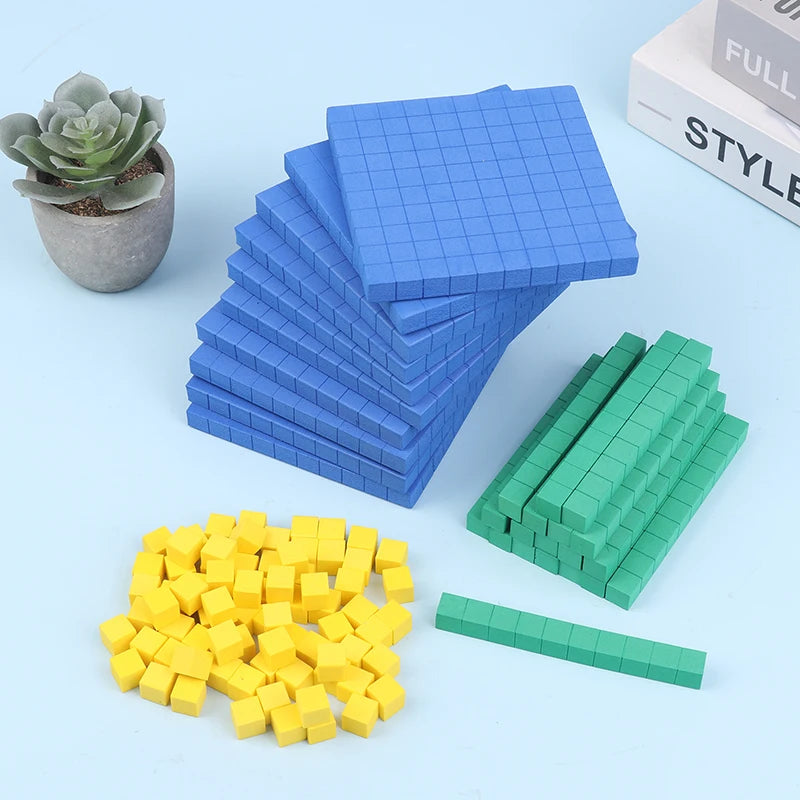 Base Ten Blocks 130-Pc Math Manipulatives | Place Value Set Math Manipulatives Set QXL