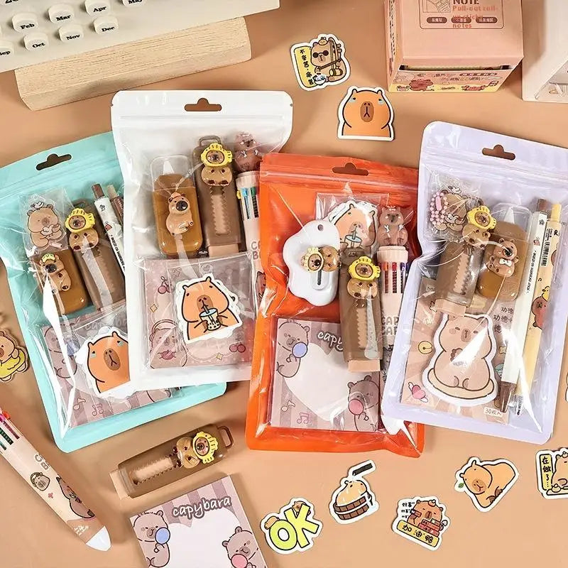 Cute Capybara Stationery Set | Cartoon School Supplies Gift Stationery Gift Set QXL