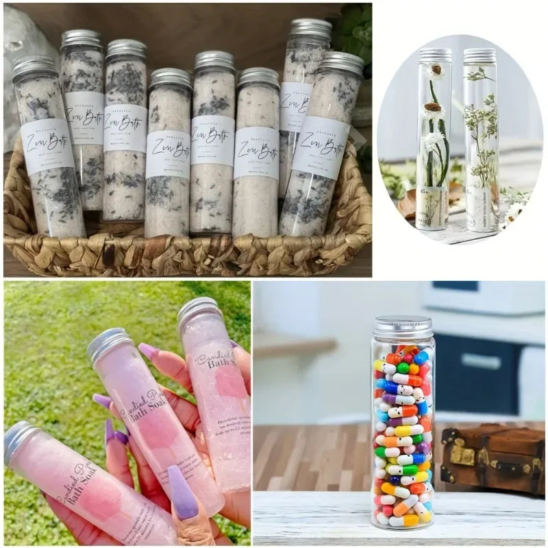 Plastic Test Tubes with Aluminum Screw Caps – Multi-Use Storage Storage Tubes QXL