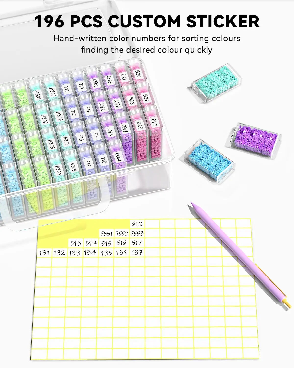 64-Compartment Transparent Bead & Diamond Painting Storage Box Craft Bead Organizer QXL