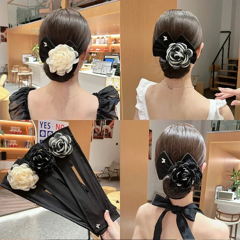 Camellia Flower Donut Bun Maker | Women's Hair Twist Styling Tool Hair Bun Maker QXL