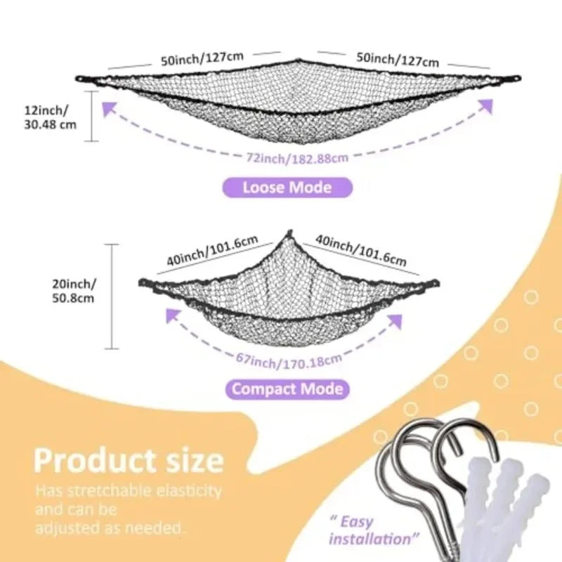 Stuffed Animal Net Hammock | Corner Toy Organizer for Kids Toy Storage Hammock QXL