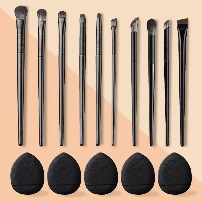 10-Piece Soft Eye Makeup Brush Set | Eyeshadow & Liner Brushes Eye Makeup Brush Set QXL black