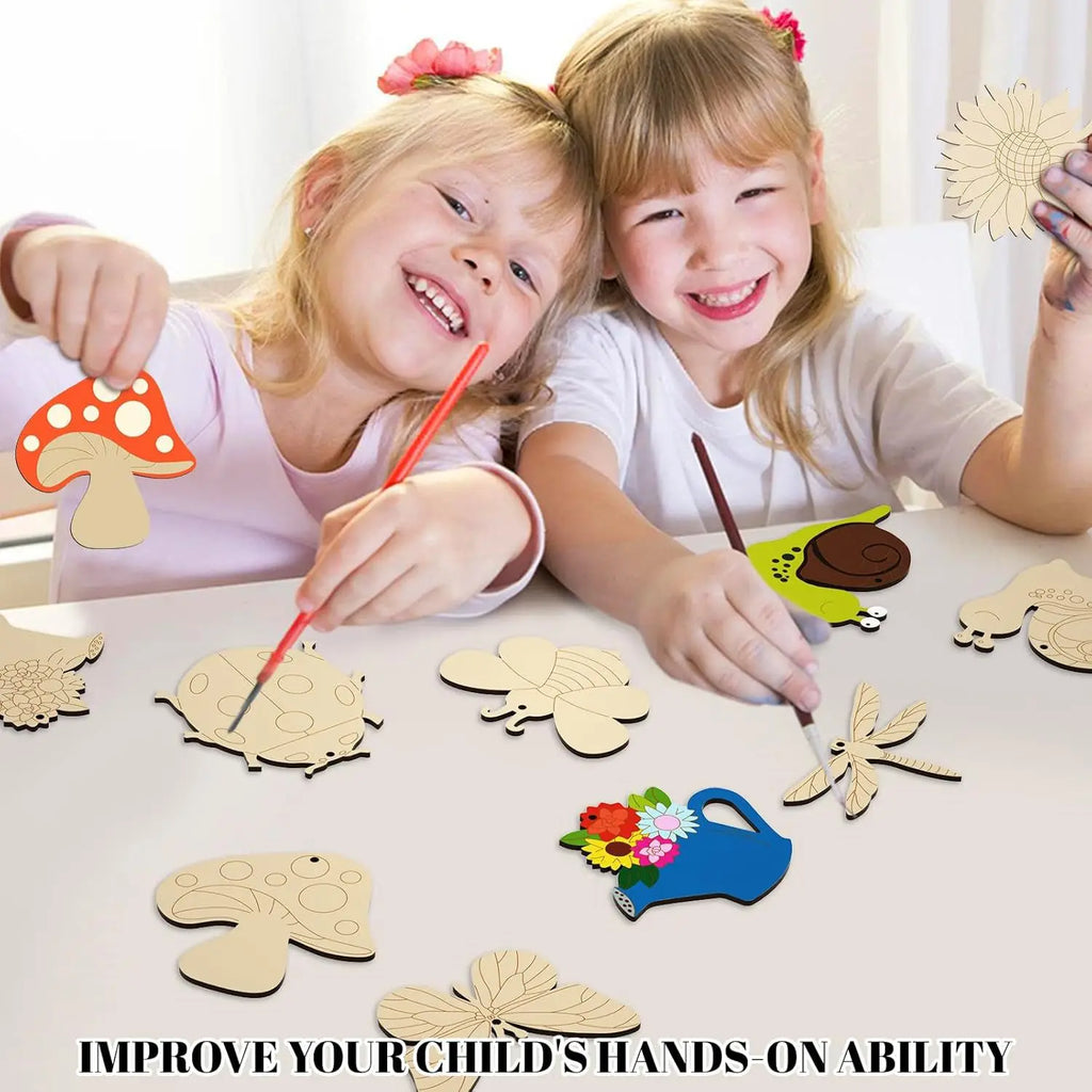 80-Piece Kids Wooden DIY Painting & Doodle Art Set Kids DIY Art Kit QXL