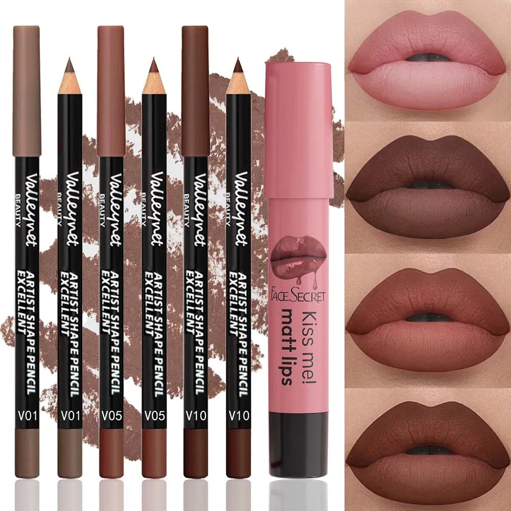 4-Piece Lip Kit – Waterproof Lip Liners & Long-Lasting Lipstick Lip Liner Set QXL