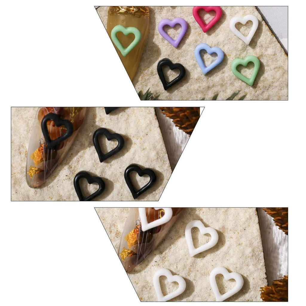 100-Pack Heart Flat Back Nail Charms | DIY Cabochons Nail Art Charms QXL