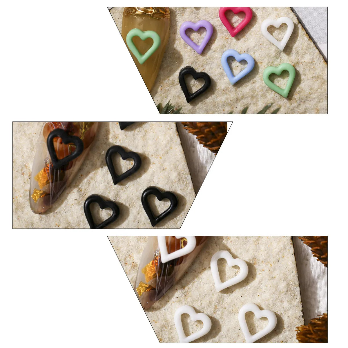 100-Pack Heart Flat Back Nail Charms | DIY Cabochons Nail Art Charms QXL