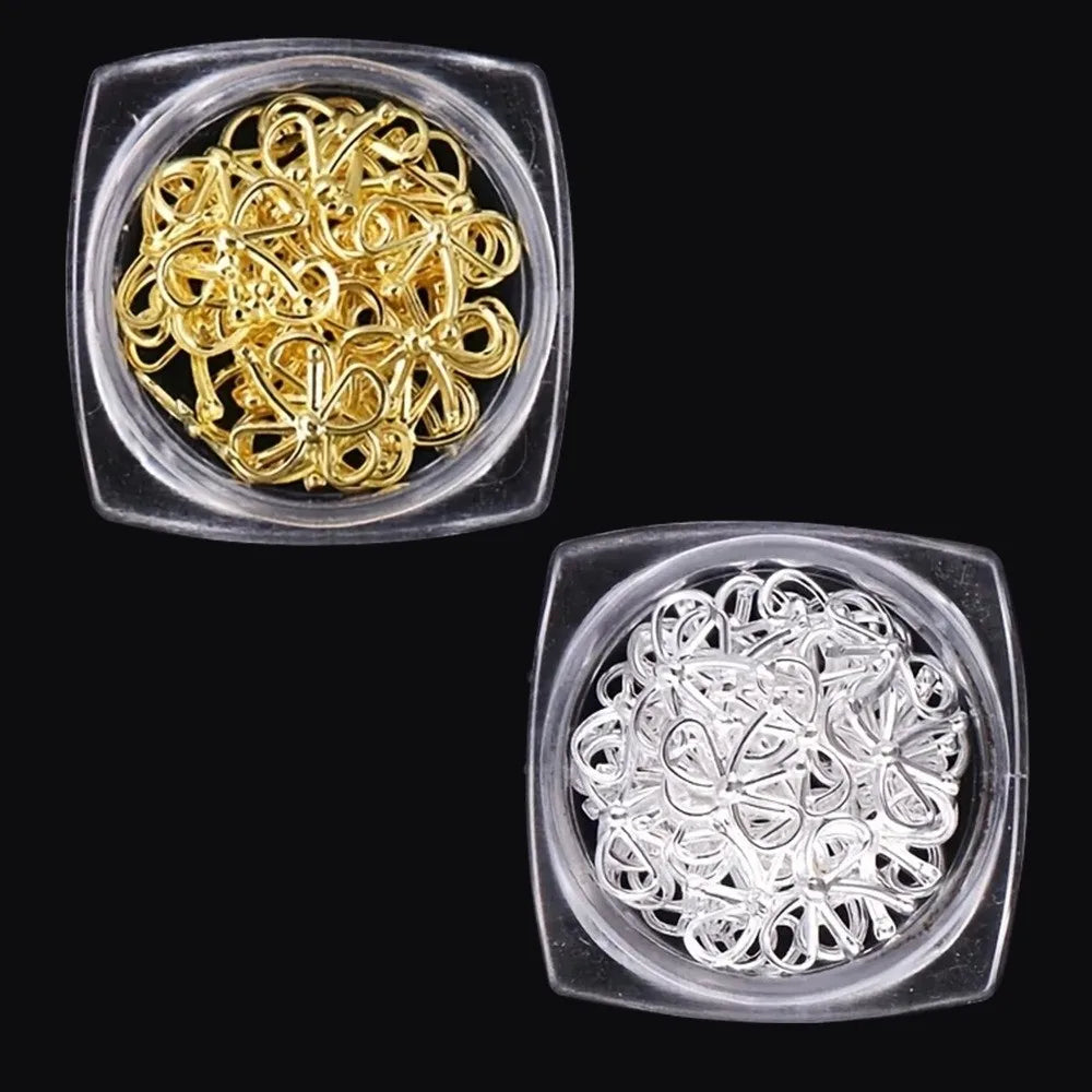 3D Metal Bowknot Nail Charms | Gold & Silver Alloy Art Decor Nail Art Charm QXL
