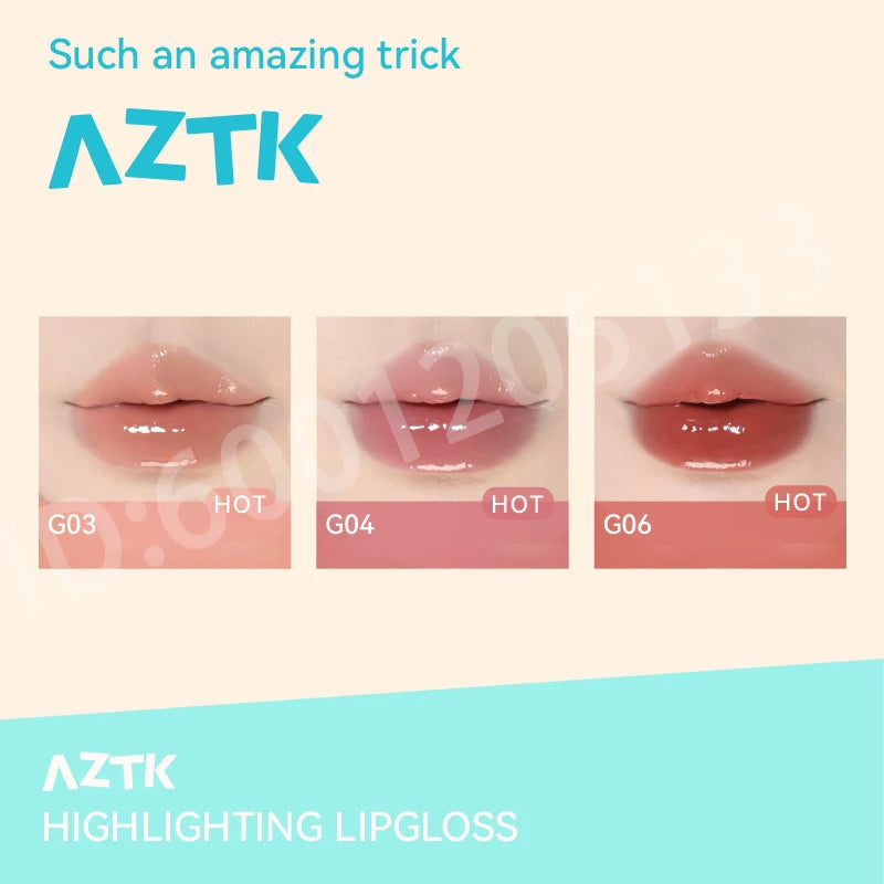 AZTK Mirror Lip Gloss – Jelly Glaze, Hydrating & Non-Sticky Lip Gloss QXL