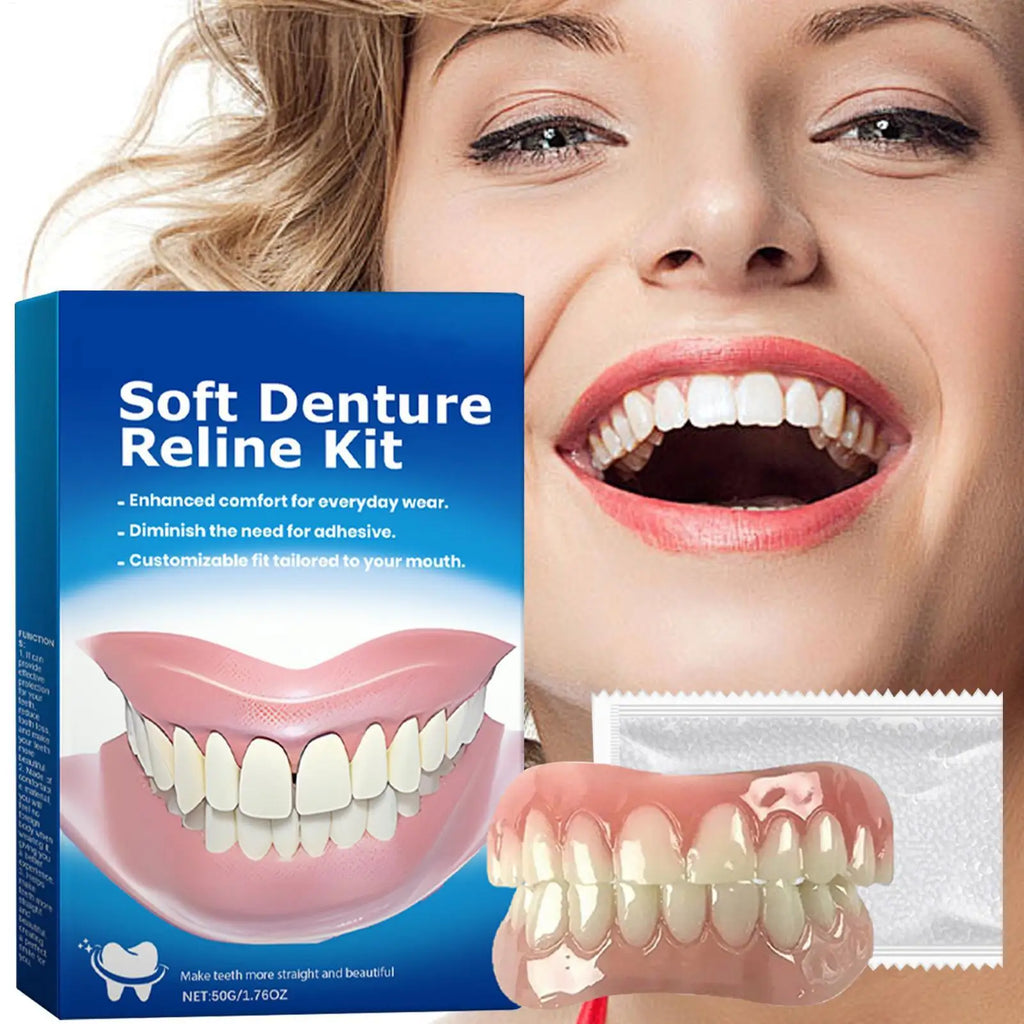Soft Silicone Denture Kit | Upper & Lower Adult Teeth Set Silicone Denture Kit QXL