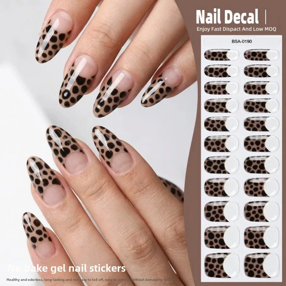 Semi-Cured UV Nail Wraps | French White Edge Full Cover – 22 Strips Semi-Cured Nail Wraps QXL