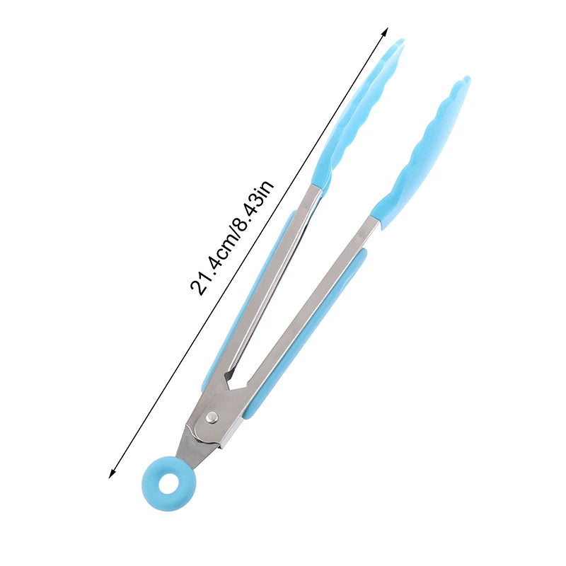 7-Inch Stainless Steel BBQ Food Tongs | Non-Slip Kitchen Clip Kitchen Food Tongs QXL