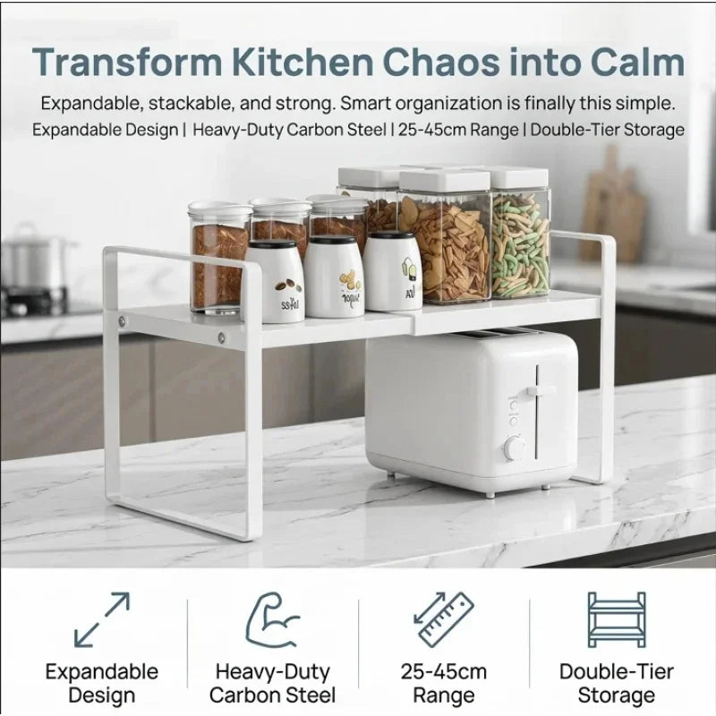 Expandable Kitchen Cabinet Organizer | Multi-Level Storage Rack Cabinet Storage Rack QXL