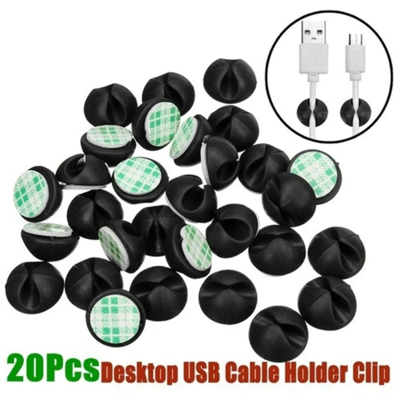 Silicone Cable Clips 10/20-Pack | Desk & Car Wire Organizer Cable Organizer Clips QXL