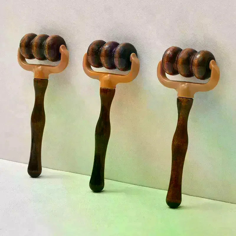 Wooden Handheld Massage Roller – Neck, Shoulders & Head Handheld Massage Roller QXL