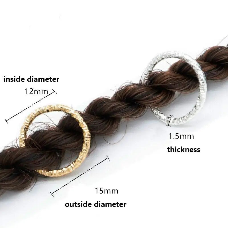 50-Pack Metal Dreadlock Beads & Hair Cuffs – Silver 3D Charms Hair Bead Cuffs QXL