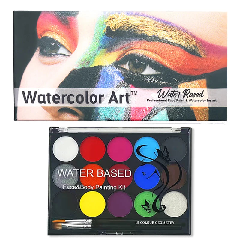VERONNI 15-Color Face & Body Paint Palette | Non-Toxic Face & Body Paint QXL