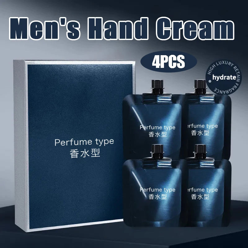 4-Pack Men's Moisturizing Perfume Hand Cream | Dry Skin Care Men's Hand Cream QXL Blue 120g