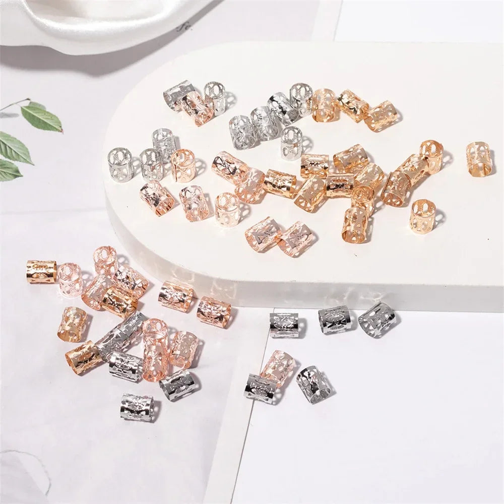 60-Pack Dreadlock Hair Rings & Braid Beads | Gold, Rose Gold Braid Hair Rings QXL