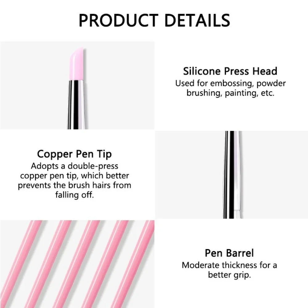 5-Pack Silicone Nail Art Brushes | 3D UV Gel Sculpting Pen Set Nail Art Brush Set QXL