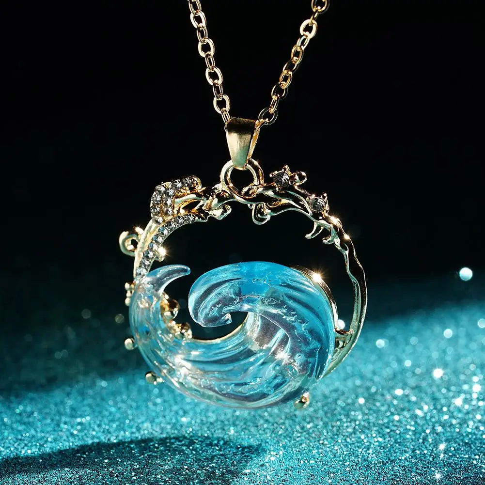 Ocean Wave Jewelry Set – Necklace, Earrings & Ring for Women Jewelry Set QXL