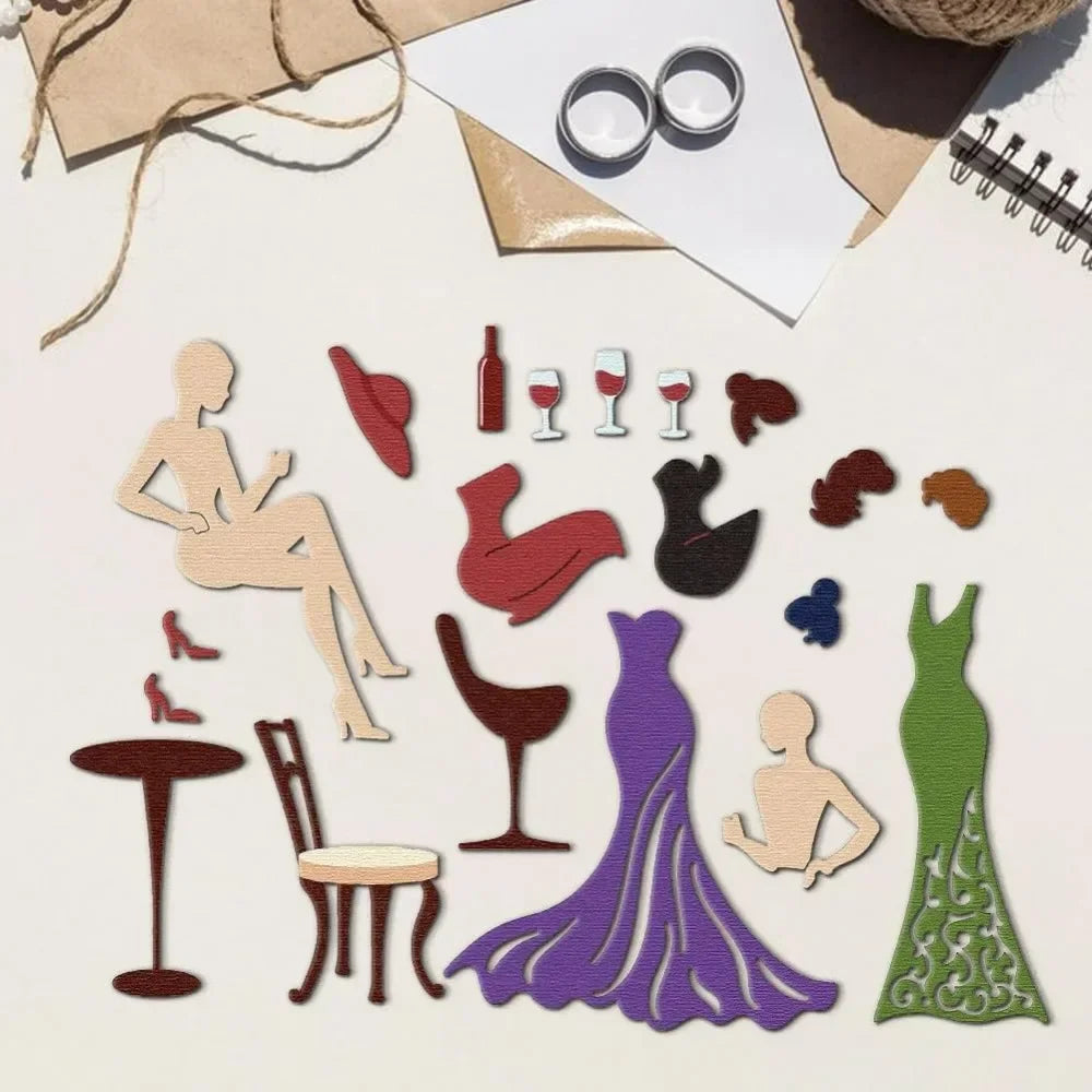 Elegant Lady Cutting Dies | Carbon Steel Scrapbooking Stencils Craft Cutting Dies QXL