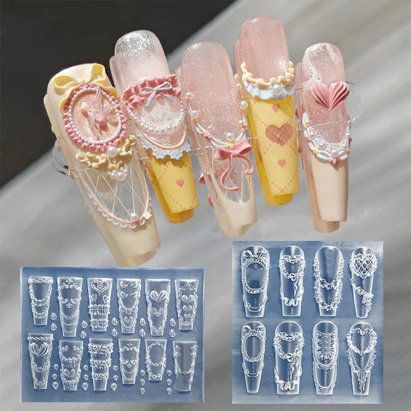Bow & Flower Silicone Nail Art Mold | 3D DIY Manicure Silicone Nail Mold QXL