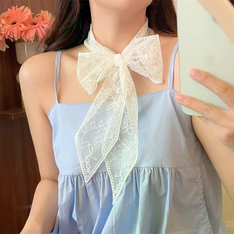 Y2K Floral Lace Bow Waist Belt – Tie-Up Thin Belt for Dresses Lace Waist Belt QXL