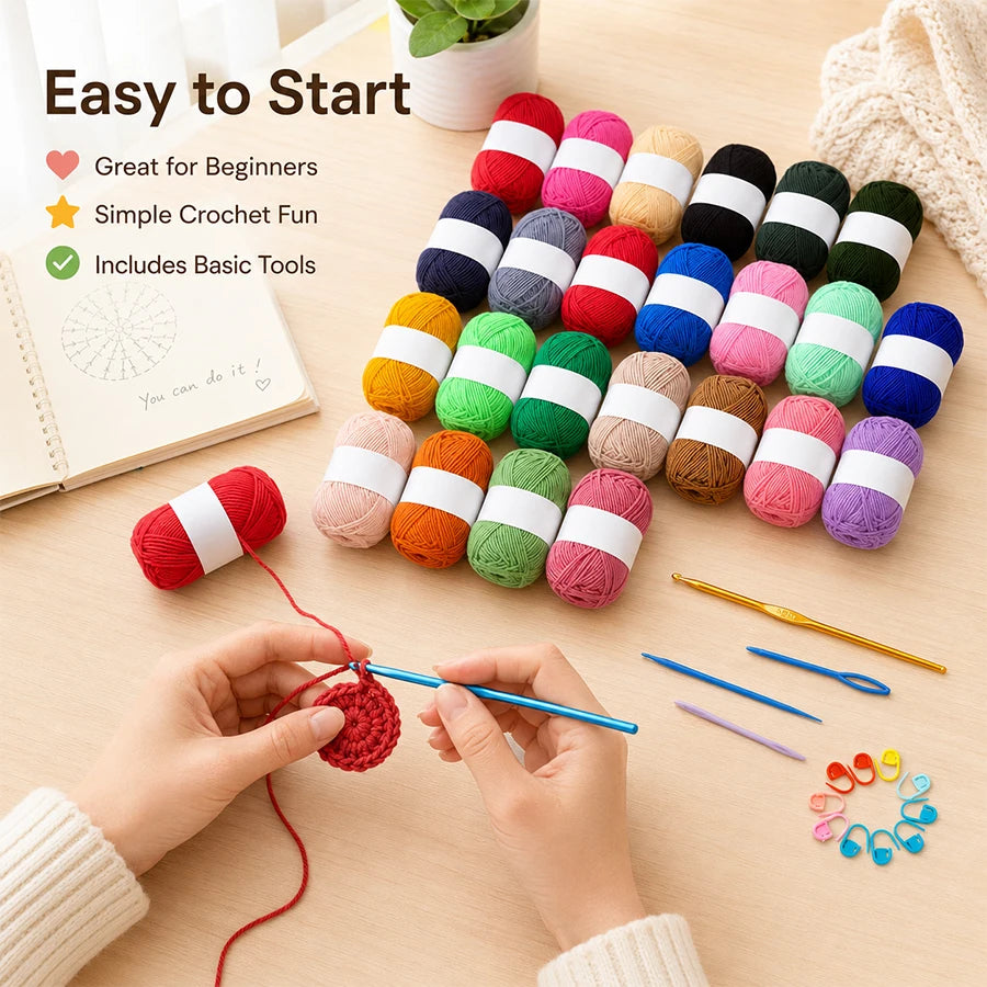 Crochet Hooks Beginner Kit 39/46pcs | Colourful Acrylic Set Crochet Hook Set QXL