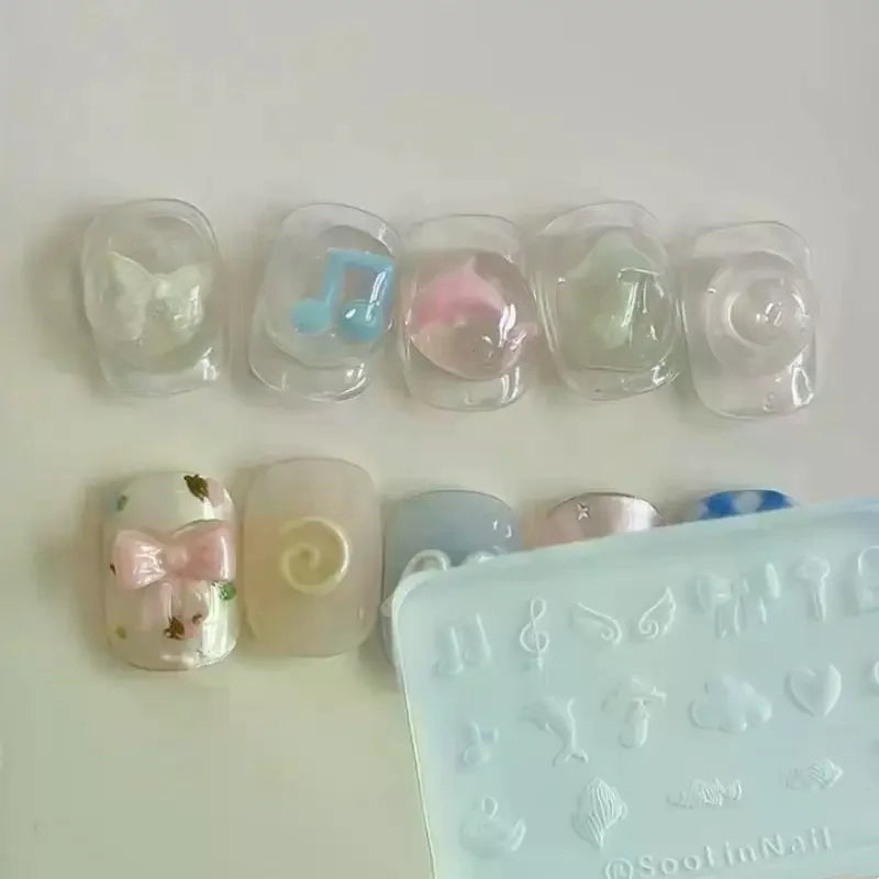 Y2K Silicone Nail Mold | Dolphin, Puppy & Bowknot Designs Silicone Nail Mold QXL