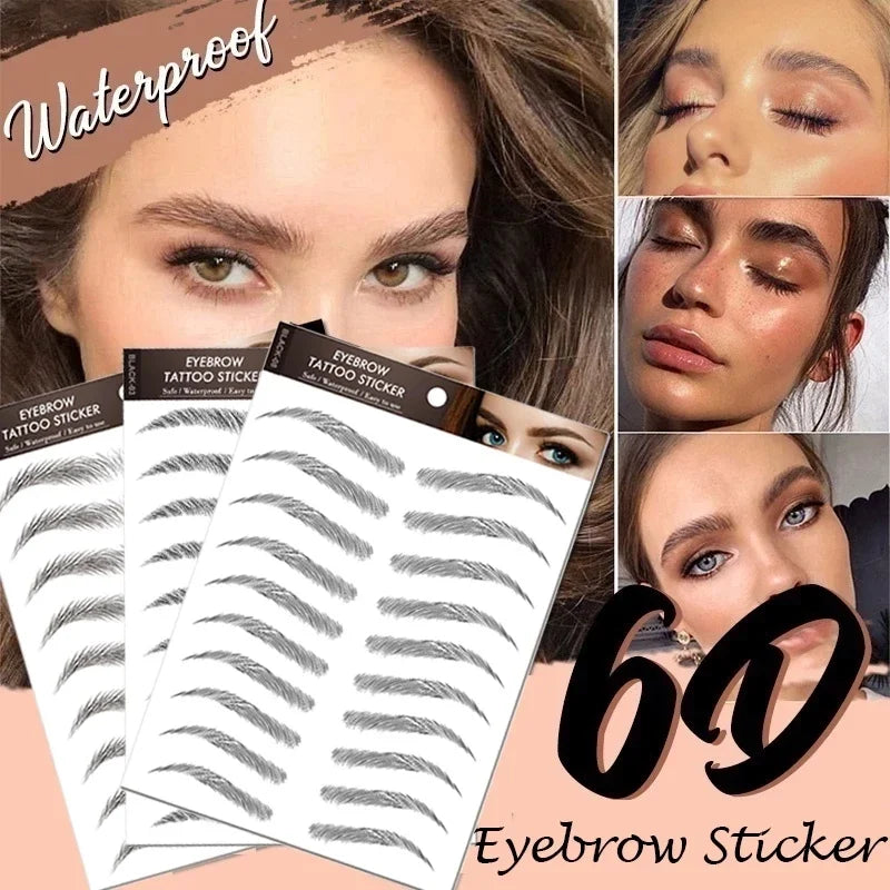 6D Hair-Like Eyebrow Tattoo Stickers | Water Transfer, Long Lasting Eyebrow Tattoo Stickers QXL