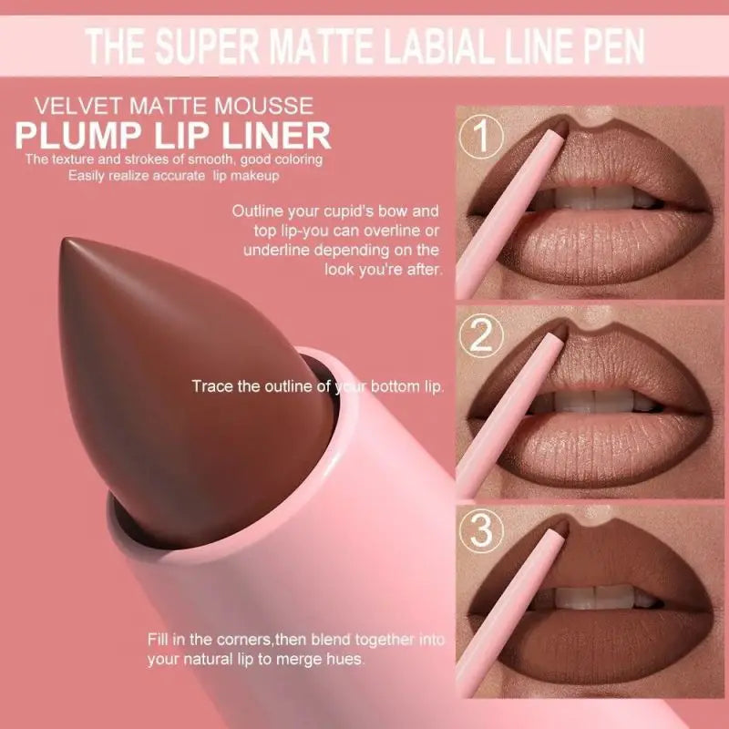 12-Color Waterproof Matte Lip Liner Set | Long-Lasting Lip Liner Pencil QXL
