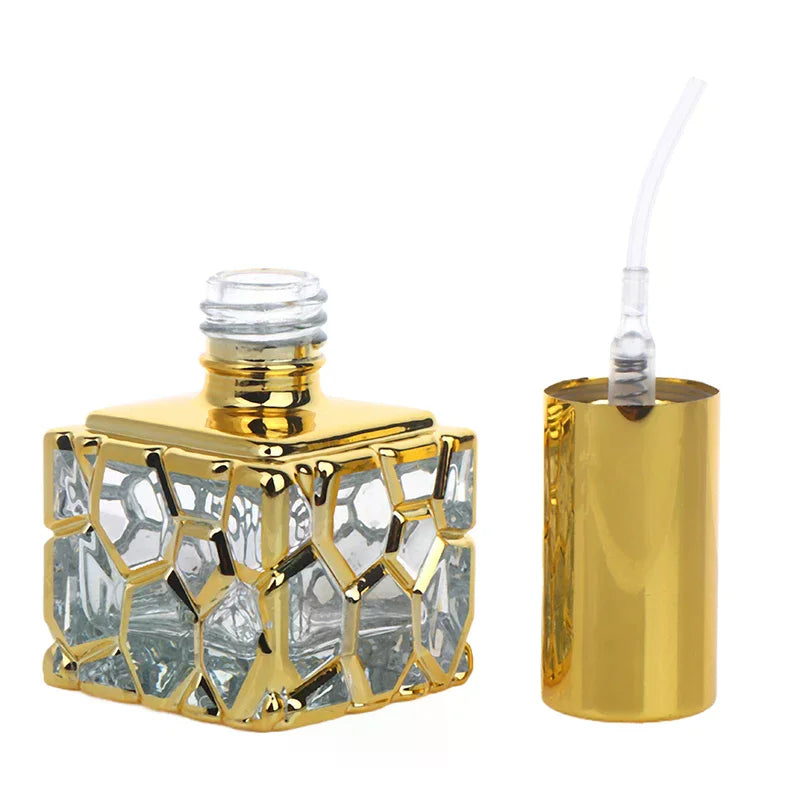 10ml Cube Gold Glass Refillable Perfume Atomizer Bottle Perfume Atomizer Bottle QXL